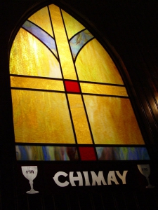 Stained Glass Chimay Window at Red Monk