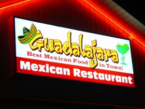 The sign on the front of Guadalajara