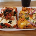 Slices of Everything and BBQ Chicken Pizza at Flour